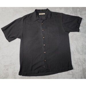 Tommy Bahama Men's M Black Shaken Not Stirred Embroidered Shirt Silk EUC